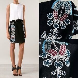 Elle Sasson Soft Wool Cashmere Black Embroidered Beads Pencil Skirt S (4)